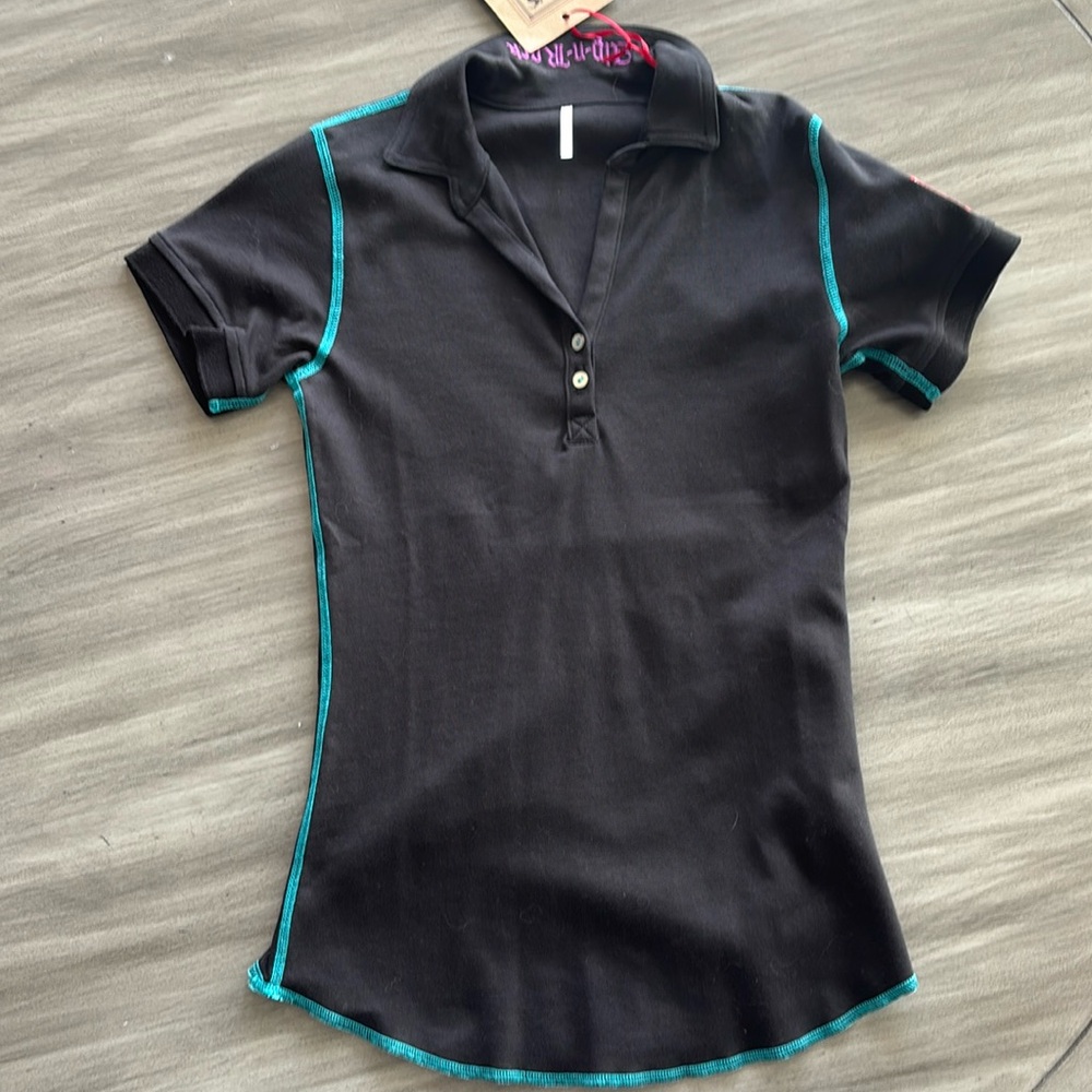 Alp N Rock Black and Blue Organic Cotton Polo with Fitted Design